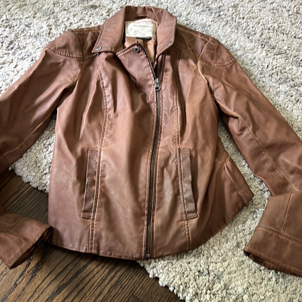 Cartonnier faux leather jacket size 6- Anthropologie
